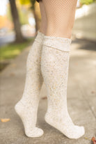 Tweed Knit Diamond Rib Socks - Oatmeal