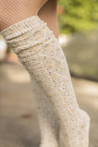 Tweed Knit Diamond Rib Socks - Oatmeal