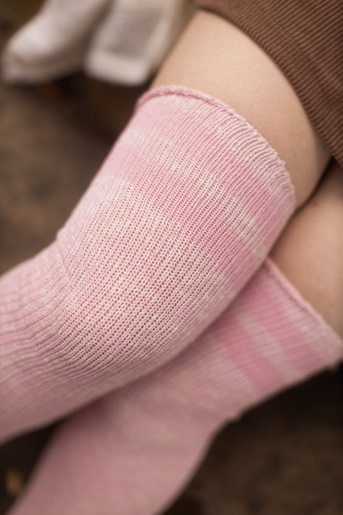 Top Striped Marled Scrunchable Thigh High Socks Sock Dreams