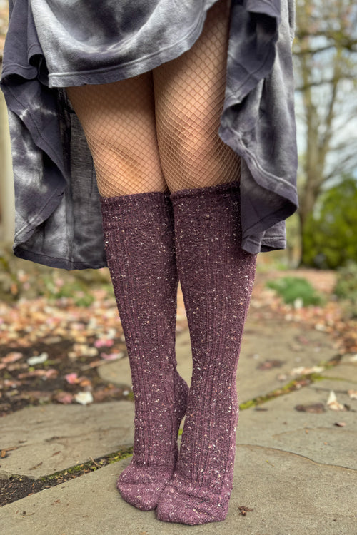 Tweed Knit Diamond Rib Socks