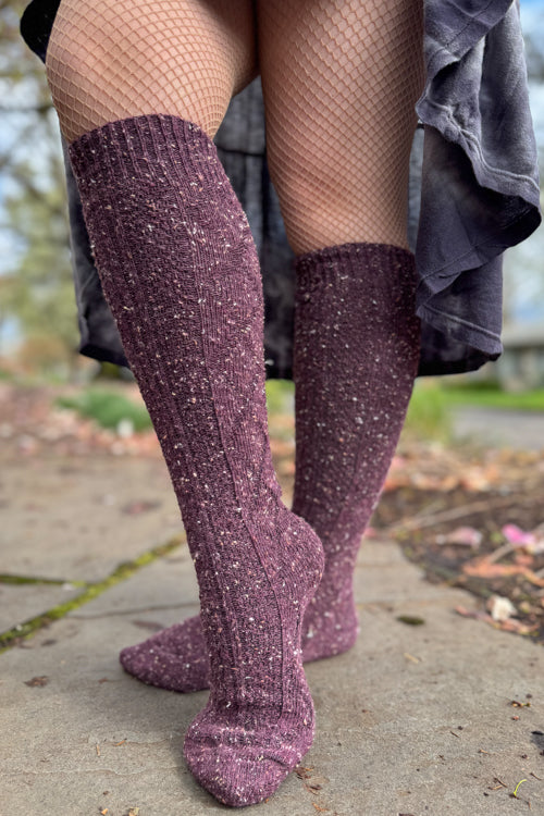 Tweed Knit Diamond Rib Socks