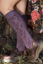 Tweed Knit Diamond Rib Socks - eggplant