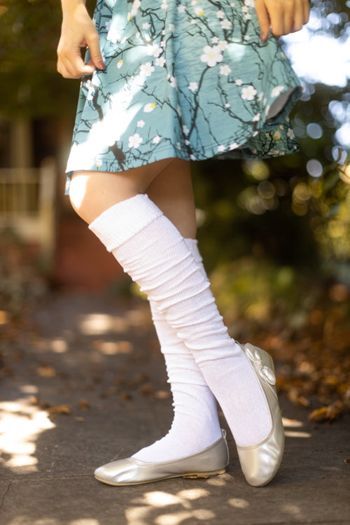 Cuffable Scrunchable Knee High Socks - White