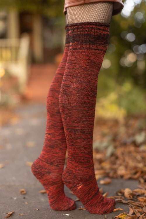 Space Dyed Knee Socks - Lava