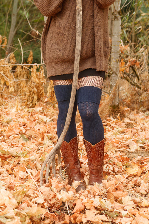 Long Cuffable Scrunchable Socks - Navy