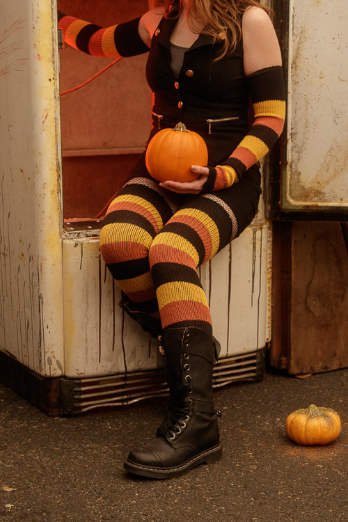 Trick or Treat Stripes Thigh High