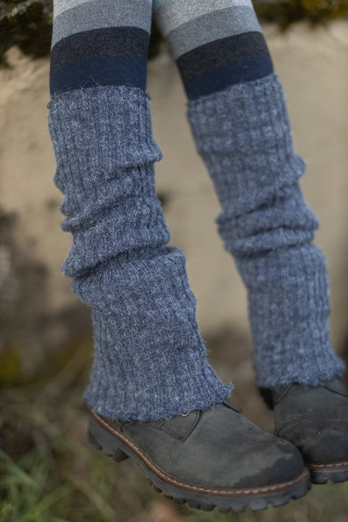 Ribbed Knit Leg Warmers - Denim