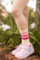 Marcia Pink Retro Gym Crew Socks