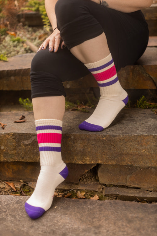 Jan Purple Retro Gym Crew Socks