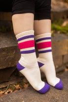 Jan Purple Retro Gym Crew Socks