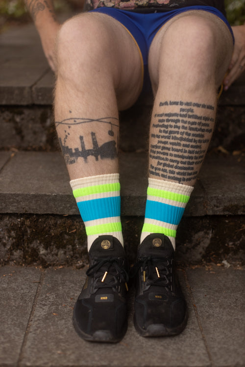 Peter Lime Retro Gym Crew Socks