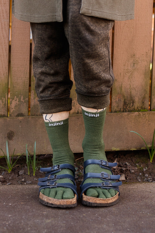 Forest green wool toes