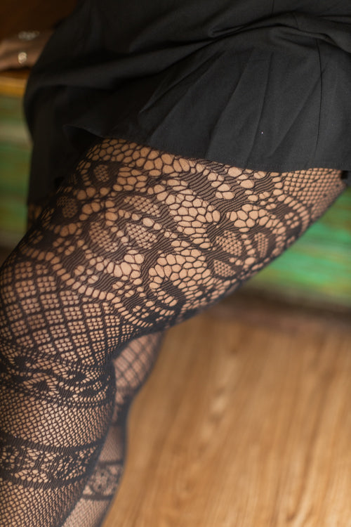 Plus Size Instarsia Lace Net Tights