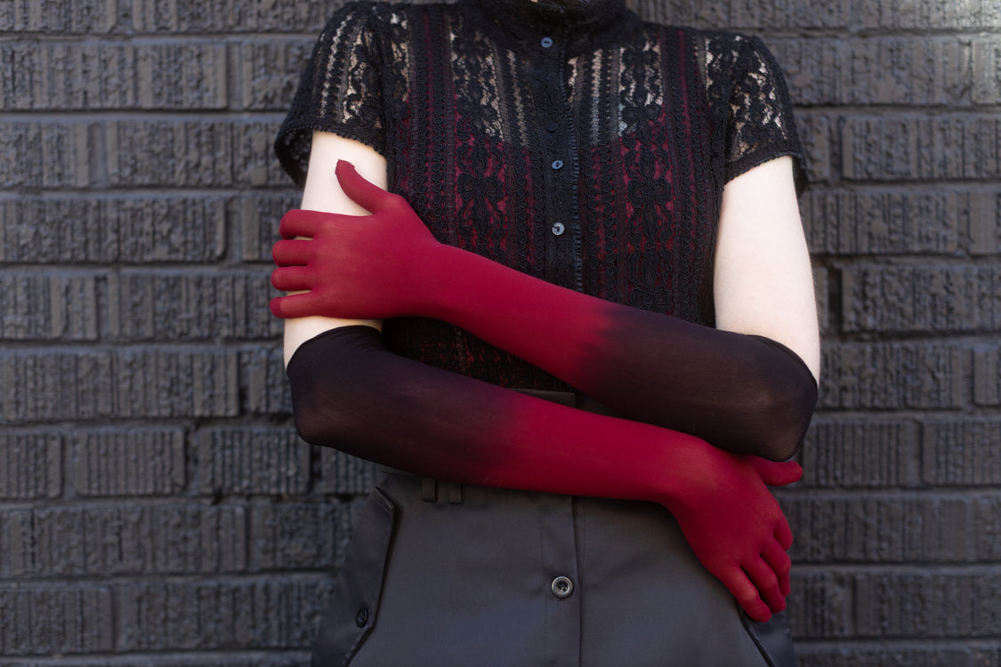 Ombre Mesh Opera Length Gloves