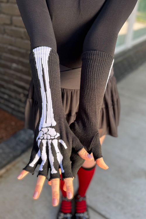 Skeleton Fingerless Gloves