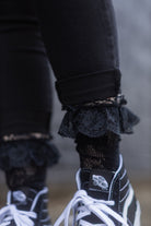 Floral Lace Anklets - Black