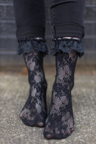 Floral Lace Anklets - Black