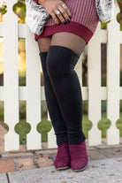 Willa Extra Long Ribbed Knit Leg Warmers - Black