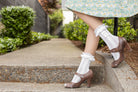 Lace Ruffle Anklets with Mini Bows & Hearts - White