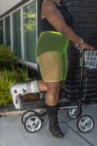 Plus Size Industrial Net Biker Shorts - Neon yellow