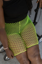 Plus Size Industrial Net Biker Shorts - Neon yellow