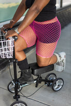 Plus Size Industrial Net Biker Shorts - Neon Pink