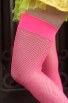Fishnet Thigh High - Neon Pink