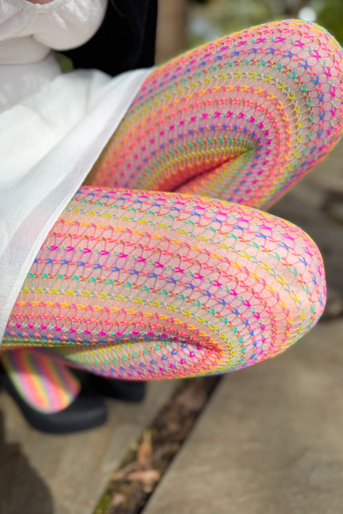 Rainbow Crochet Net Tights