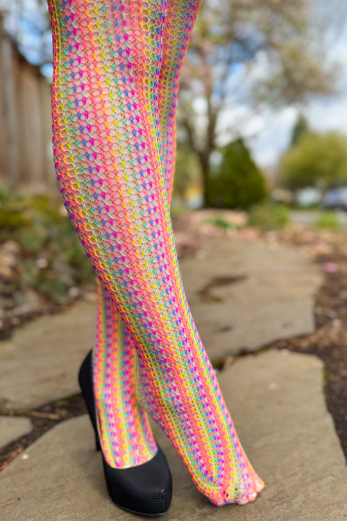 Rainbow Crochet Net Tights