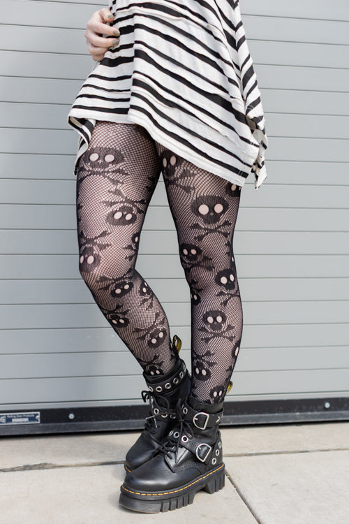 Pirate Booty Skull Net Tights
