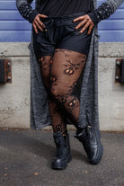 Plus Size Pirate Booty Skull Net Tights in Black
