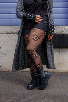 Plus Size Pirate Booty Skull Net Tights in Black