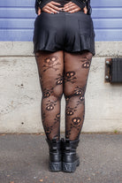 Plus Size Pirate Booty Skull Net Tights in Black
