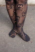 Plus Size Pirate Booty Skull Net Tights in Black