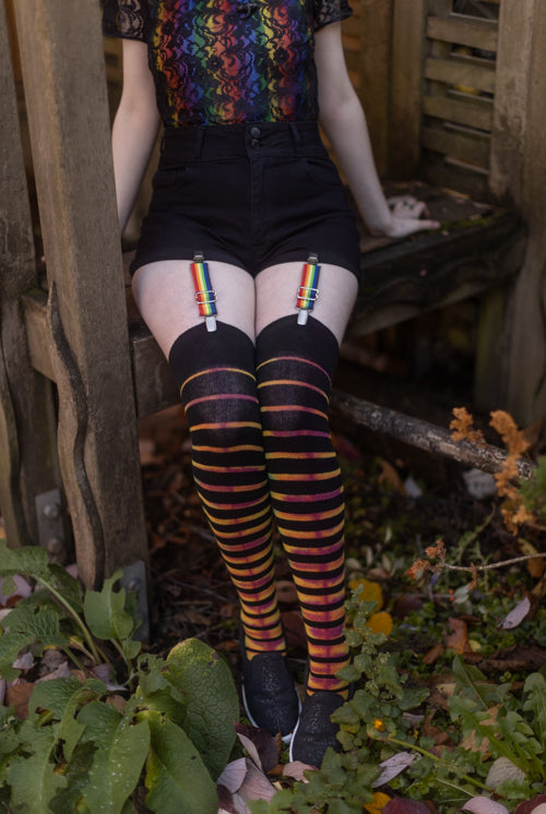 Sock Dreams - These Extraordinary Candy Pastel Rainbow Thigh High