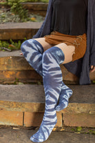 O Tie Dye Knee Socks - Blue Shibori