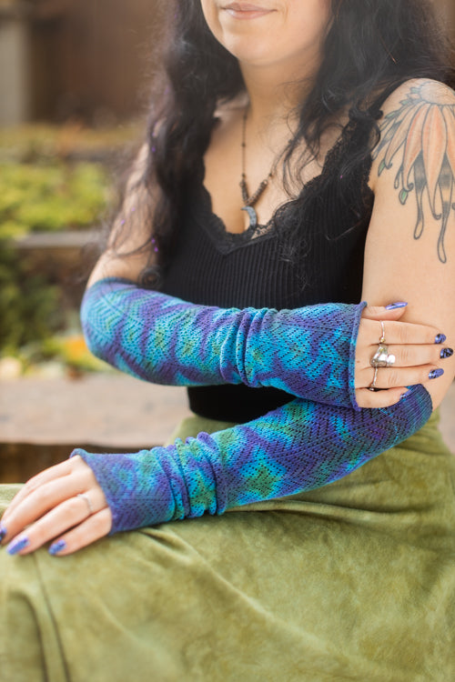 Tie Dye Chevron Sleeves - Blues/greens/Purples