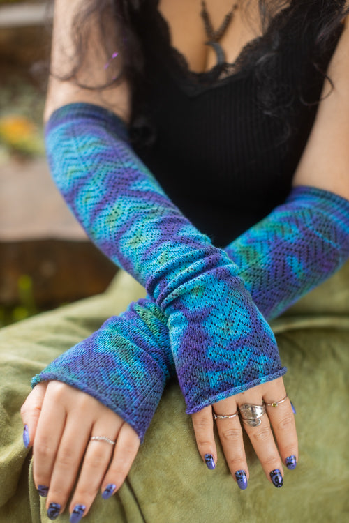Tie Dye Chevron Sleeves - Blues/greens/Purples