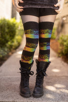 Tie Dyed Marled Striped Thigh High Socks