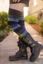 Tie Dyed Marled Striped Thigh High Socks