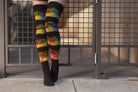 Tie Dyed Marled Striped Thigh High Socks