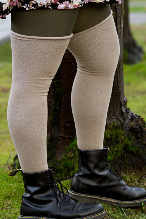 Longer Roll Top Extraordinary Thigh High - Tan