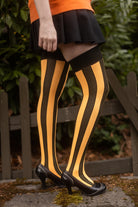 Vertical Striped Opaque Thigh Highs