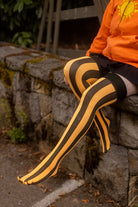 Vertical Striped Opaque Thigh Highs