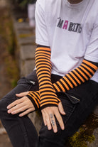 Striped Nylon Arm Warmers - Orange &  Black