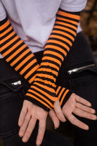 Striped Nylon Arm Warmers - Orange &  Black