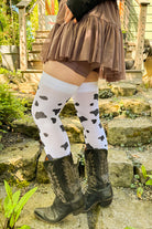 Cow Spot Print Thigh Highs