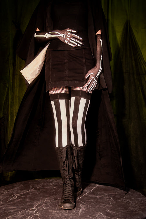 Vertical Striped Opaque Thigh Highs