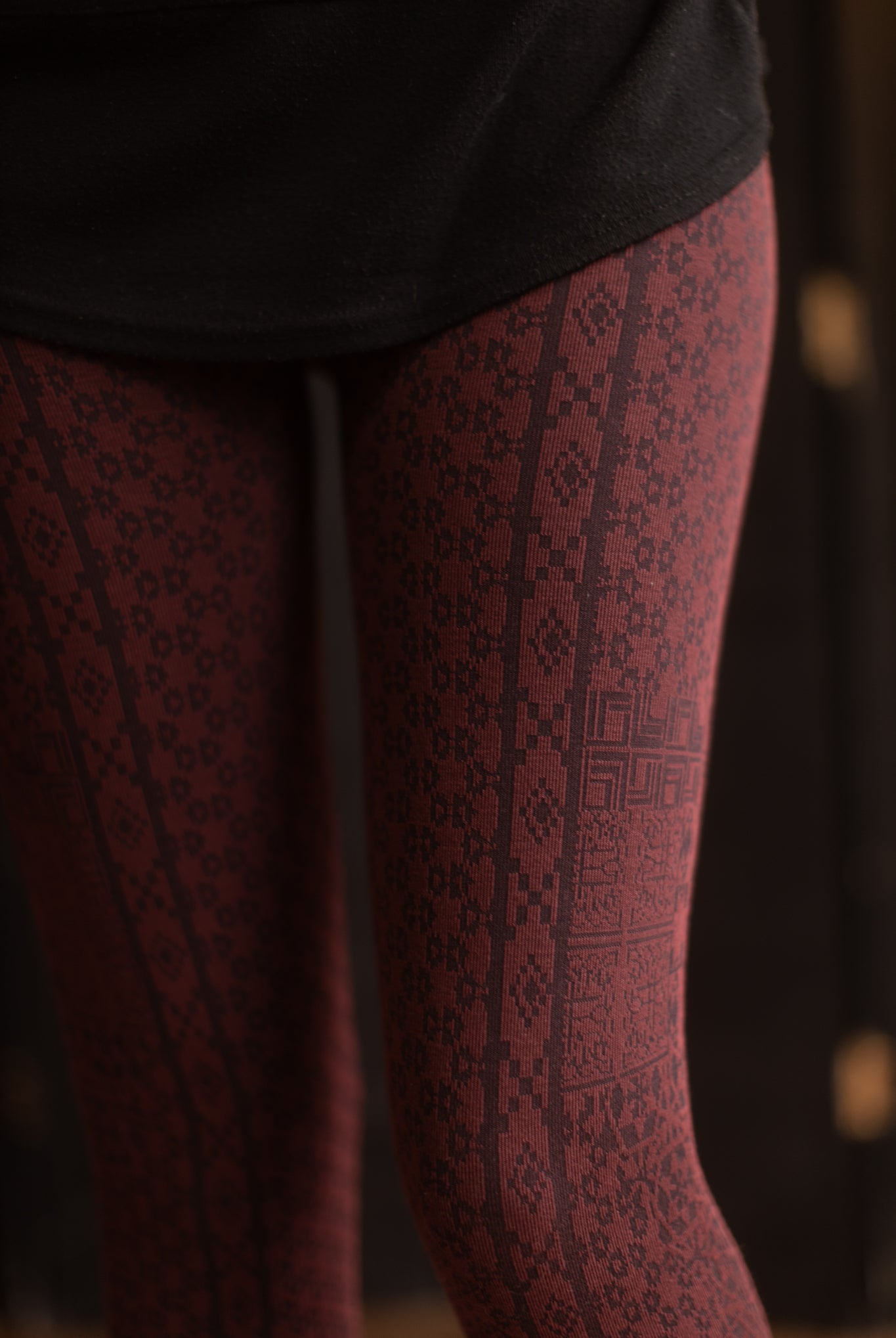 High Waisted Abstract Lace Jacquard Leggings