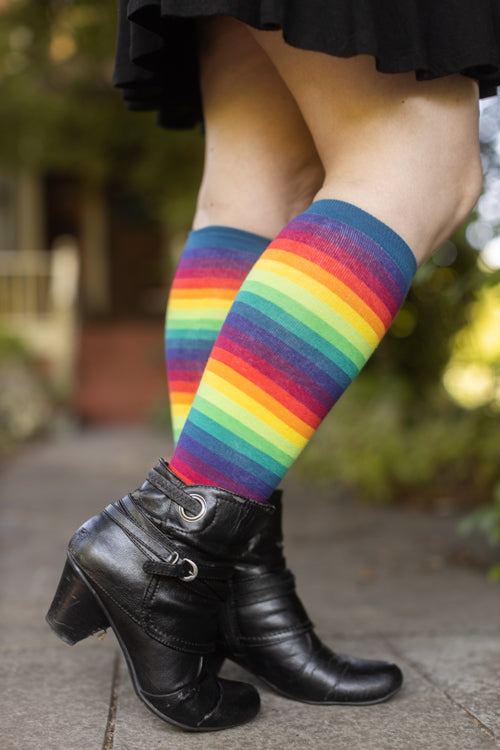 Rainbow Gradient Stripe Knee High
